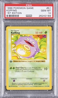 1999 Pokemon Game 1st Edition #51 Koffing - PSA GEM MT 10